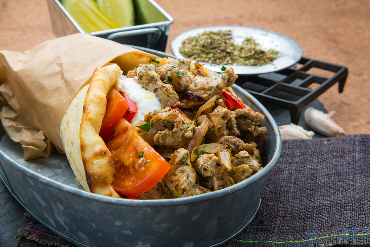 Ballpark Pork Gyro with Peppers and Onions