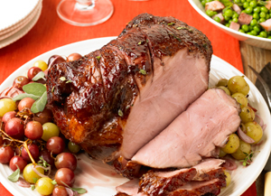 Thyme-Basted Ham with Roasted Grapes