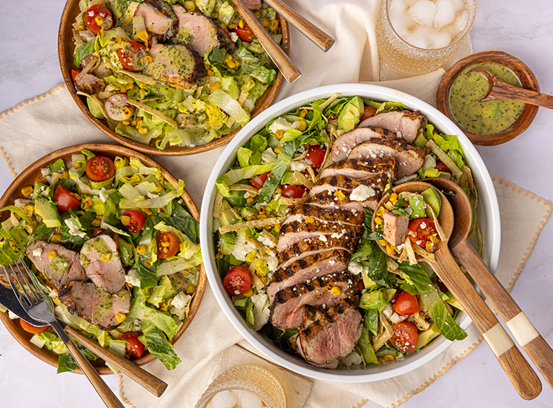 Peach-Jalapeño Grilled Pork Tenderloin Salad