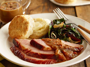 Molasses-Glazed Ham with Bacon Red-Eye Gravy