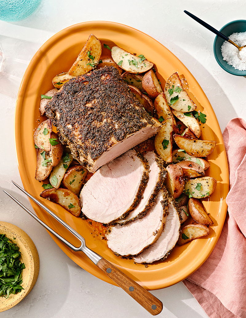 Balsamic Rosemary Pork Loin with Roasted Potatoes
