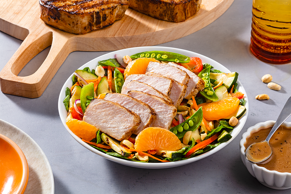 Asian Salad with Grilled Pork Chops