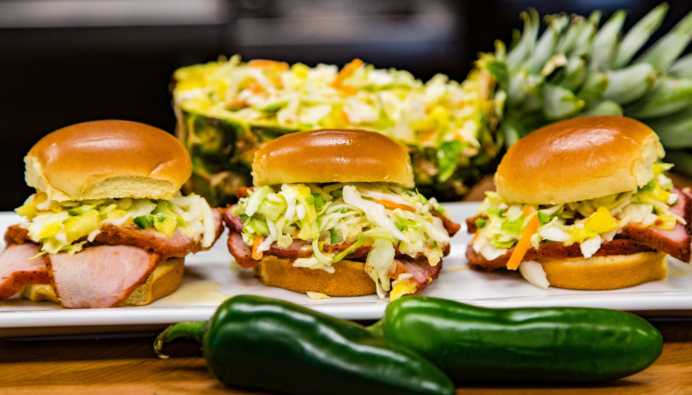 Boneless Pork Loin Jamaican Sammies with Pineapple Jalapeno Slaw