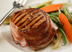 Bacon-Wrapped Pork Medallions with Garlic-Mustard Butter