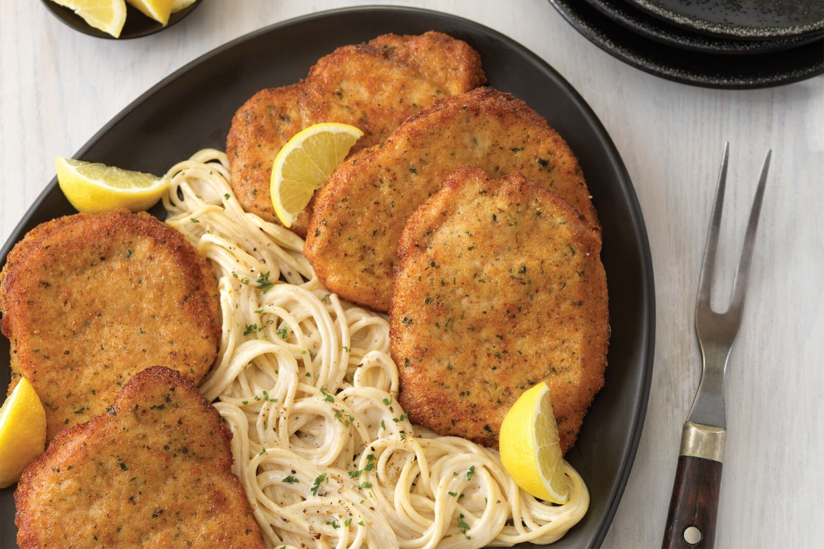 Pork Milanese with Cacio E Pepe Spaghetti