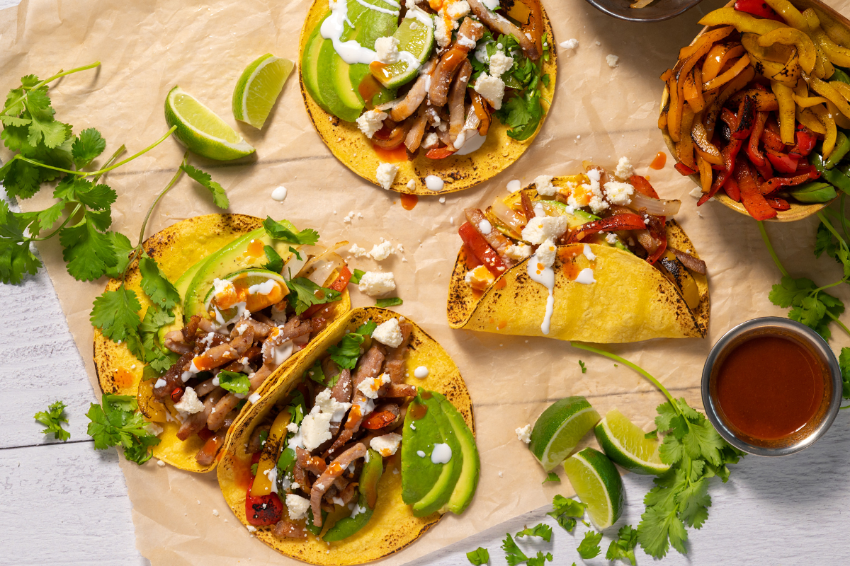 Sous Vide Pork Loin Carnitas With Roasted Peppers and Onions