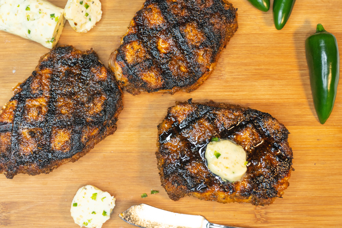 Cajun Pork Chops with Jalapeno Butter