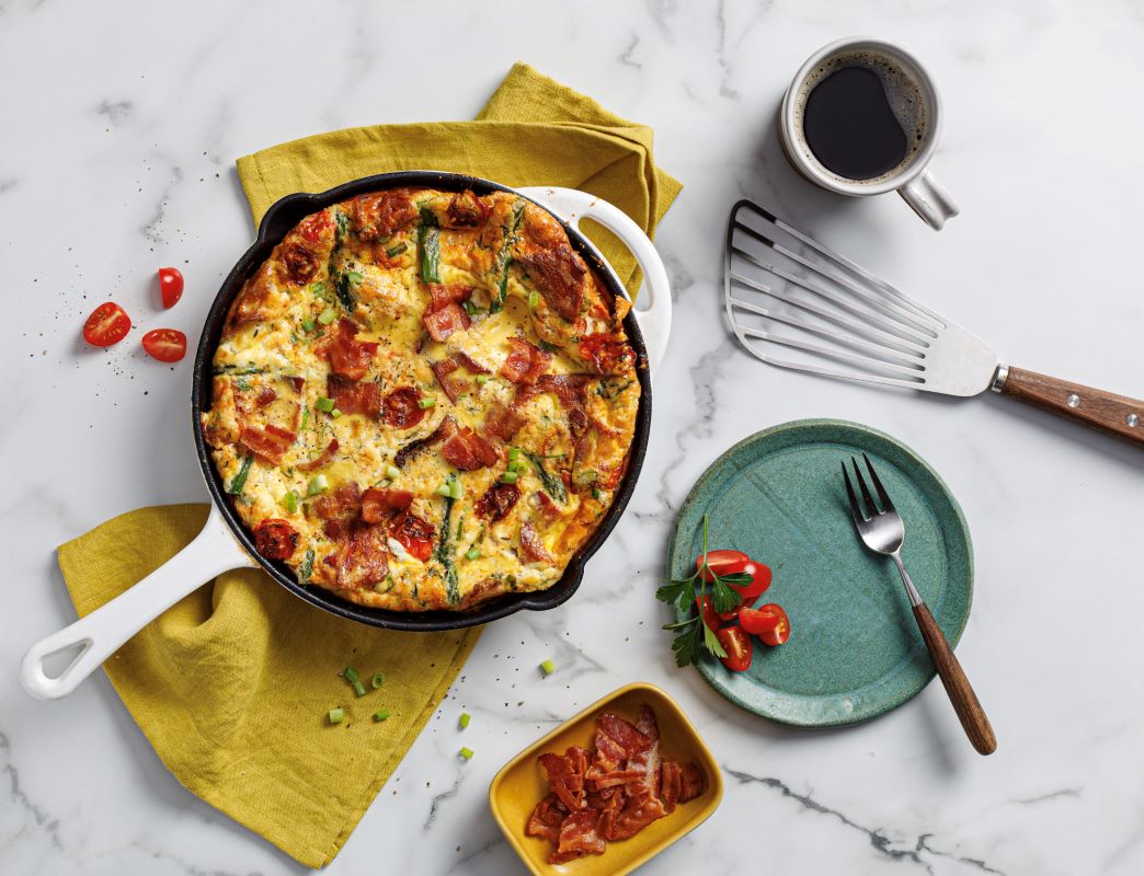 Savory Bacon, Asparagus and Goat Cheese Frittata
