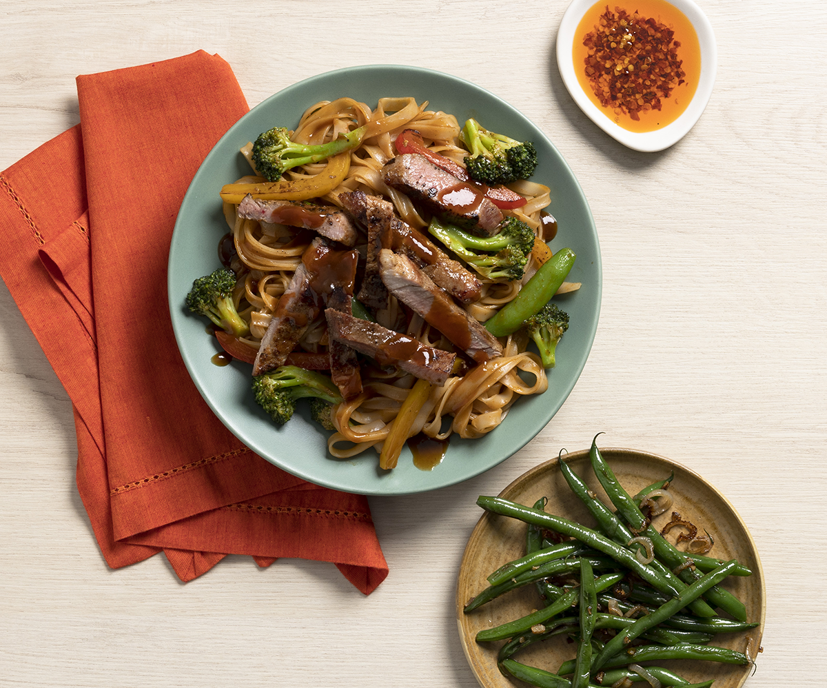 Pork Steak Curry with Veggies and Rice Noodles