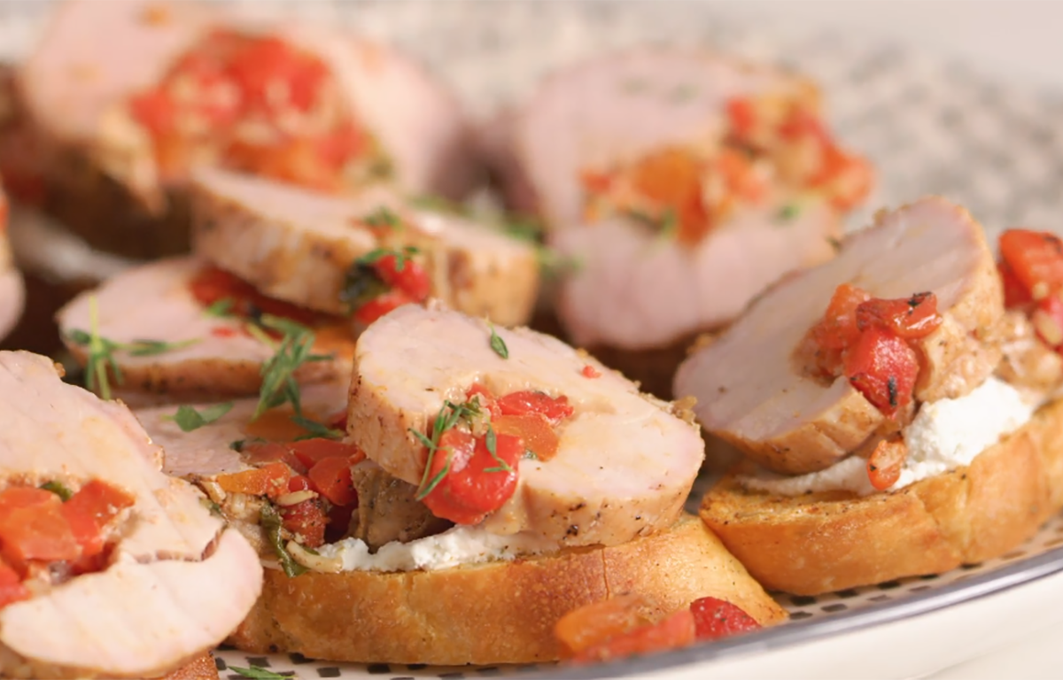 Mediterranean Pork Tenderloin Crostini