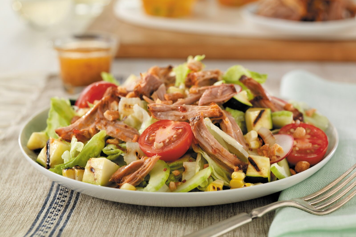 Pulled Pork Salad with Grilled Vegetables