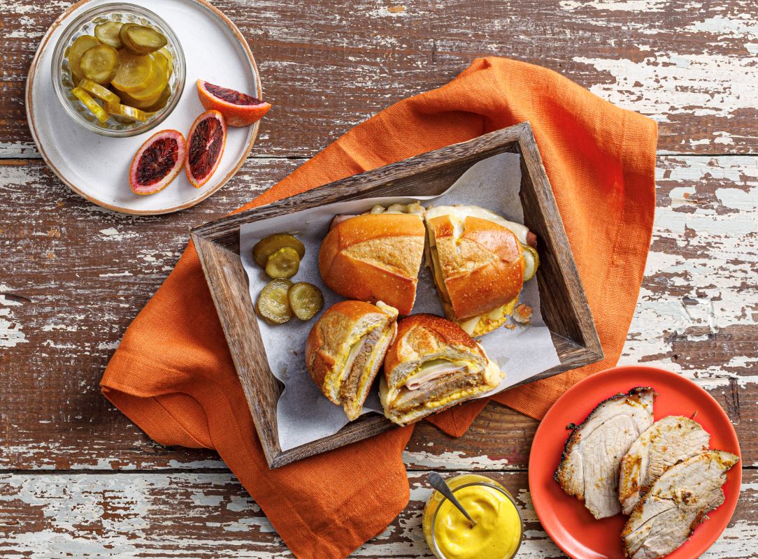 Cubanos with Blood Orange Marinated Pork