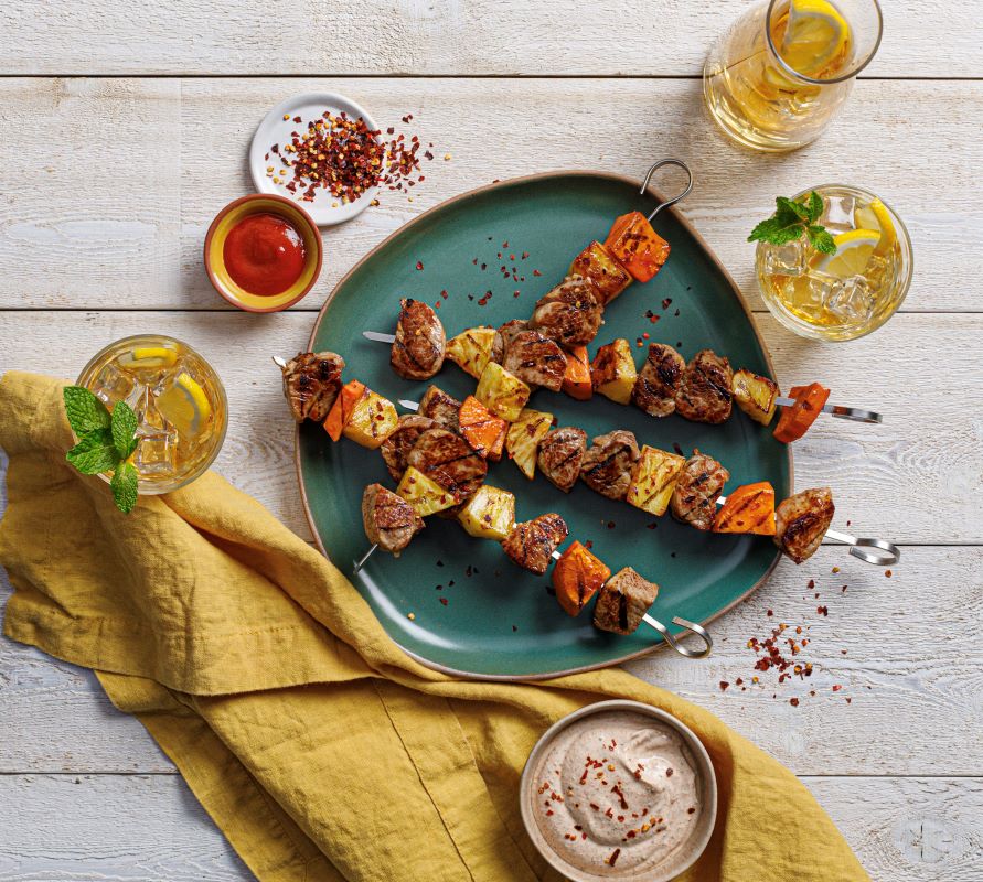 Pork, Pineapple and Sweet Potato Skewers