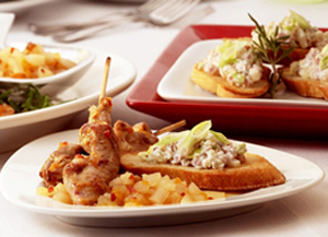 Ham, Gorgonzola and Pear Crostini