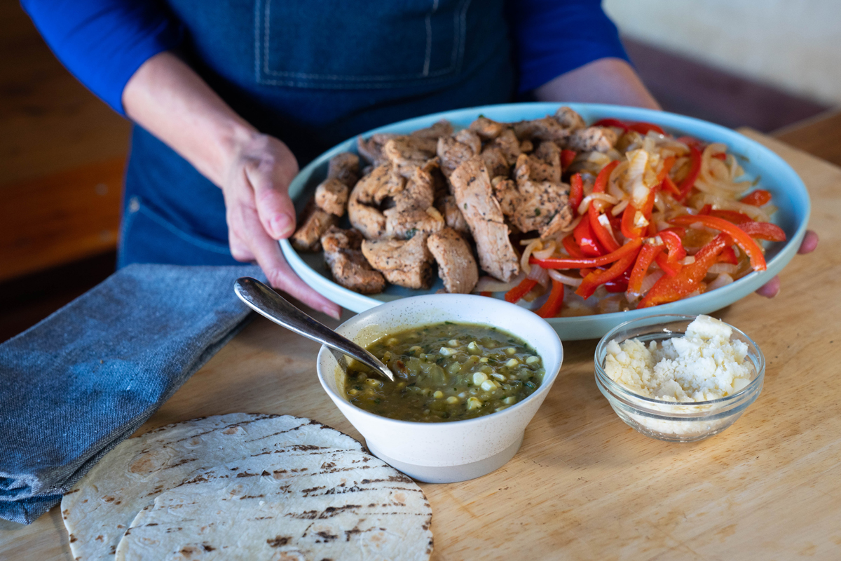 Pork Tenderloin Fajitas with Salsa Verde