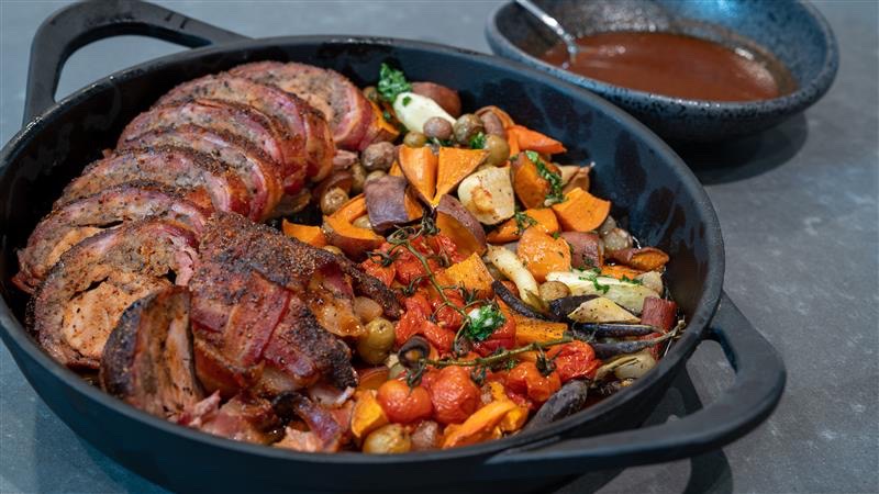 Pork Tenderloin with a Bacon Weave