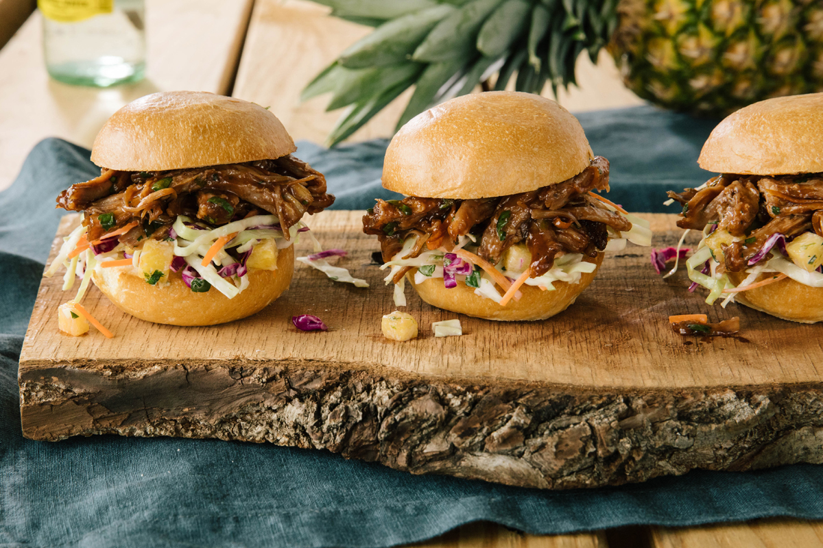 BBQ Pork Sliders with Pineapple-Ranch Slaw