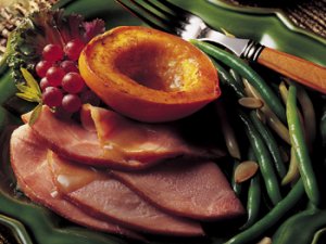 Spit Roasted Pit Ham w/ Cajun Gravy & Brown Sugar-Cinnamon Roasted Acorn Squash