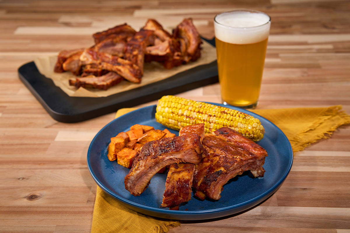 Hickory Smoked BBQ w/ Roasted Sweet Potatoes & Corn