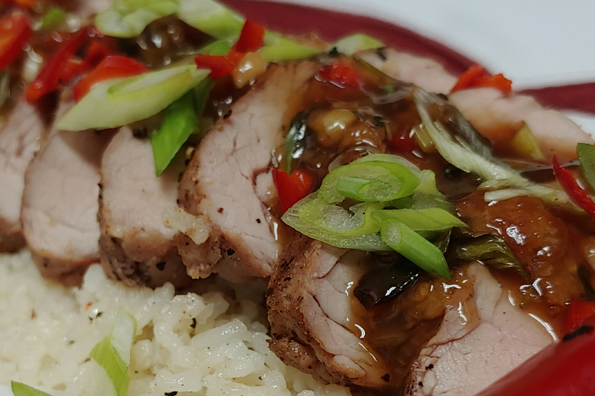 Grilled Thai Basil Pork Tenderloin with Cilantro Lime Rice