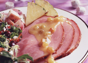 Glazed Ham with Pineapple-Raisin Sauce